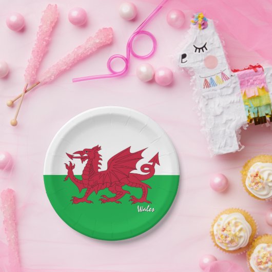 Welsh Flag borden, feest, sport, Cymru / Wales Papieren Bordje (Feest)