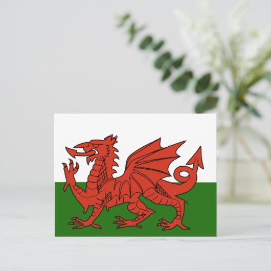 Welsh Flag Briefkaart (Staand voorkant)