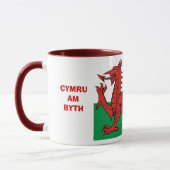 Welsh flag, "Cymru am byth",    de rode draak Mok (Links)