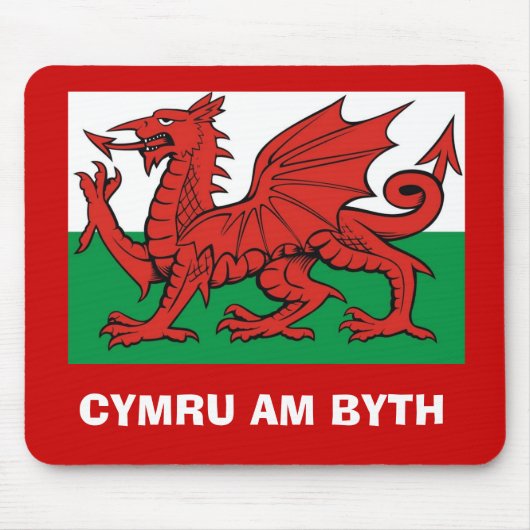 Welsh flag, "Cymru am byth", de rode draak Muismat (Voorkant)