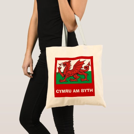 Welsh flag, "Cymru am byth",    de rode draak Tote Bag (Voorkant (product))