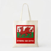 Welsh flag, "Cymru am byth",    de rode draak Tote Bag (Voorkant)