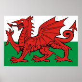 Welsh flag, "Cymru am byth", The red dragon Poster (Voorkant)