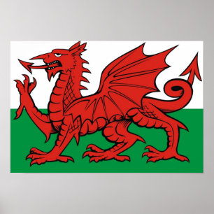 Welsh flag, "Cymru am byth", The red dragon Poster