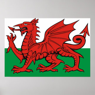 Welsh flag, "Cymru am byth", The red dragon Poster