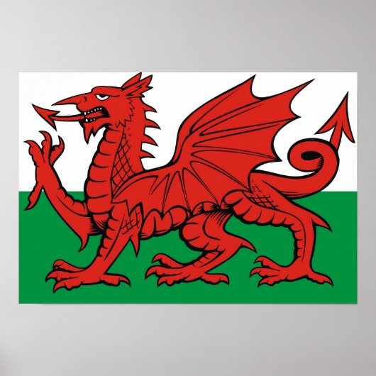 Welsh flag, "Cymru am byth", The red dragon Poster (Voorkant)
