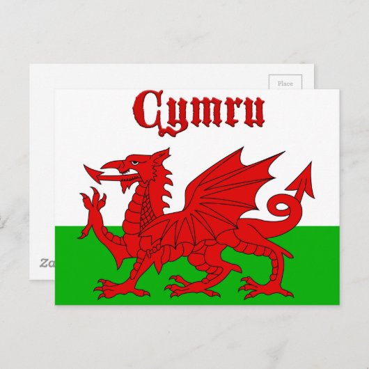 Welsh Flag Cymru Briefkaart (Voorkant / Achterkant)
