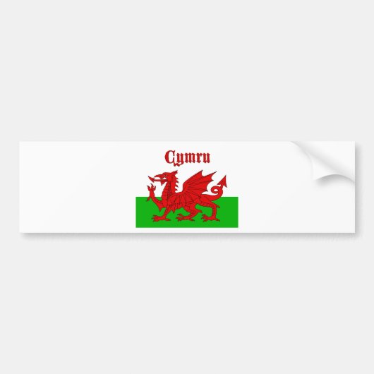 Welsh Flag Cymru Bumpersticker (Voorkant)