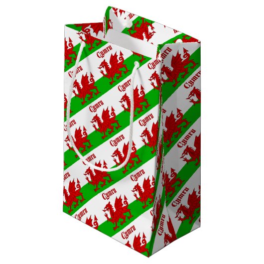 Welsh Flag Cymru Klein Cadeauzakje (Voorkant Gekanteld)