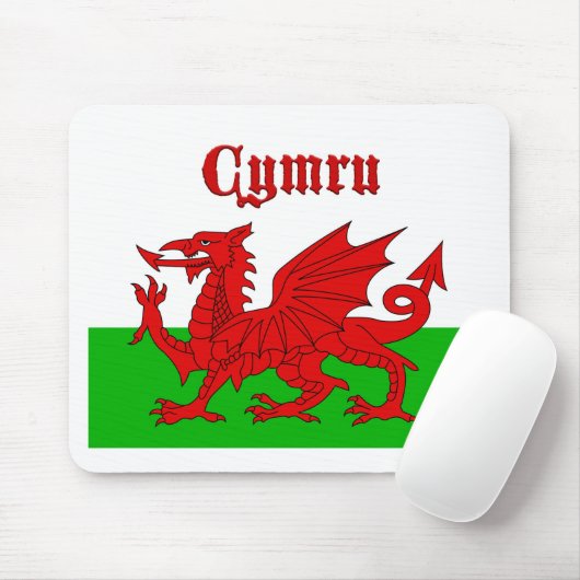 Welsh Flag Cymru Muismat (Met muis)