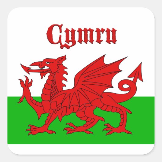 Welsh Flag Cymru Vierkante Sticker (Voorkant)