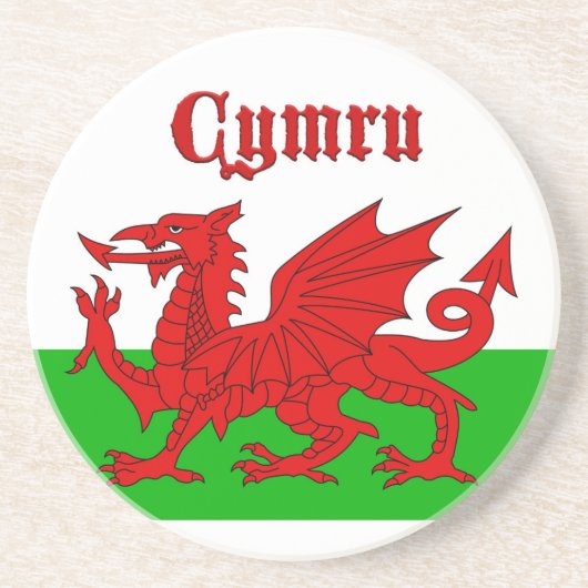 Welsh Flag Cymru Zandsteen Onderzetter (Voorkant)