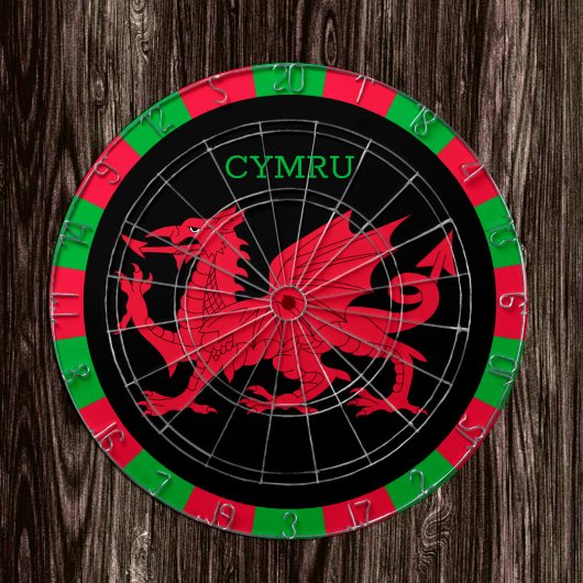Welsh Flag Dartboard & Wales darts / game board Dartbord