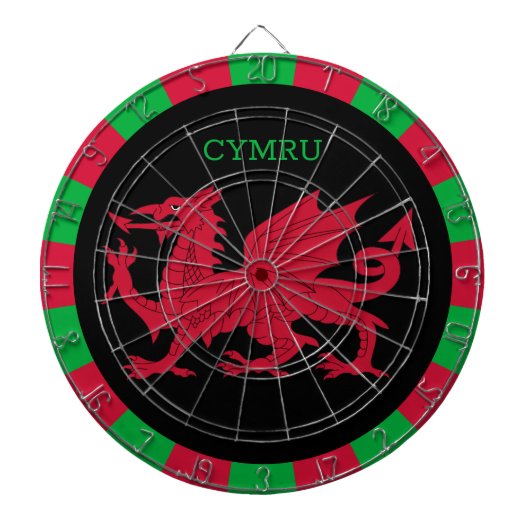 Welsh Flag Dartboard & Wales darts / game board Dartbord (Voorkant)