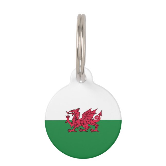 Welsh Flag Dog Label Huisdierpenning (Voorkant)