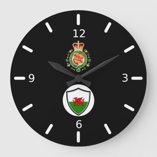 Welsh flag-emblem grote klok (Voorkant)