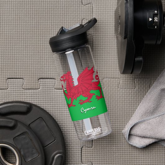 Welsh Flag fles, Red Dragon, patriottisch Wales Waterfles (Gym)