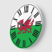 Welsh Flag - Groen en Wit gesteund, Red Dragon Grote Klok (Hoek)