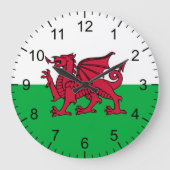 Welsh Flag Grote Klok (Voorkant)