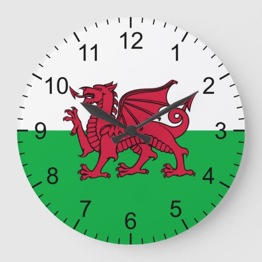 Welsh Flag Grote Klok (Voorkant)
