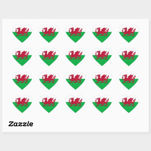 Welsh Flag Hart Sticker (Vel)