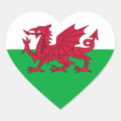 Welsh Flag Hart Sticker (Voorkant)