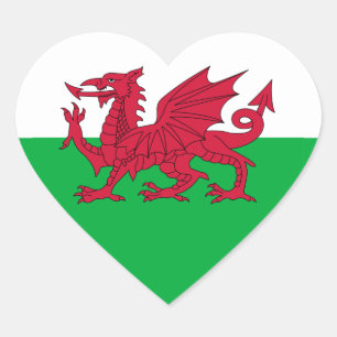 Welsh Flag Hart Sticker