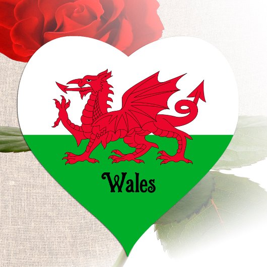 Welsh Flag Heart Sticker, patriottisch Wales, Drag Hart Sticker