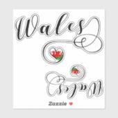Welsh Flag Heart, Wales Sticker (Vel)