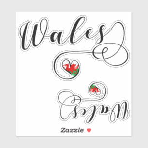 Welsh Flag Heart, Wales Sticker