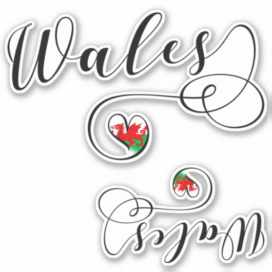 Welsh Flag Heart, Wales Sticker (Voorkant)