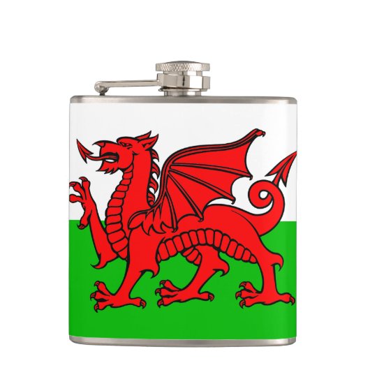 Welsh flag heupfles (Voorkant)