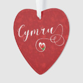 Welsh flag in Heart, Cymru, Wales Ornament (voorkant)
