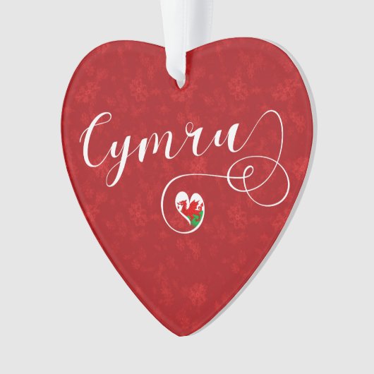 Welsh flag in Heart, Cymru, Wales Ornament (voorkant)