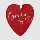 Welsh flag in Heart, Cymru, Wales Ornament (voorkant)