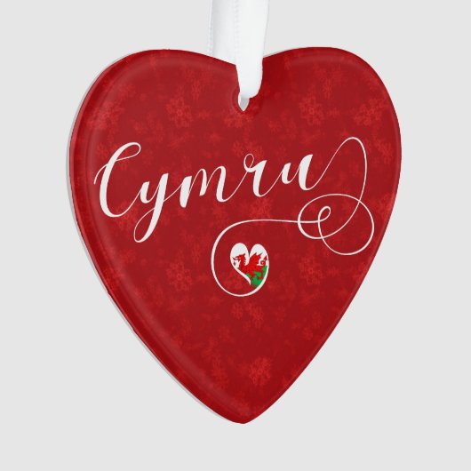 Welsh flag in Heart, Cymru, Wales Ornament (voorkant)