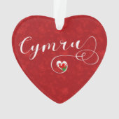 Welsh flag in Heart, Cymru, Wales Ornament (achterkant)