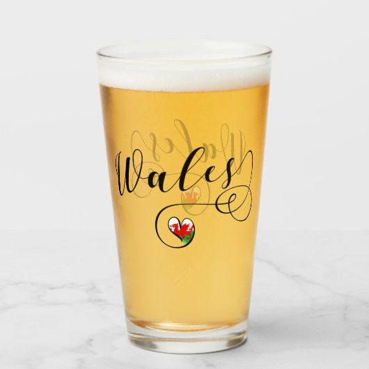 Welsh flag in Heart, Wales Glas (Voorkant gevuld)