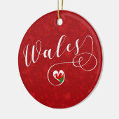 Welsh flag in Heart, Wales Keramisch Ornament (Links)