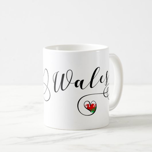 Welsh flag in Heart, Wales Koffiemok (Voorkant rechts)