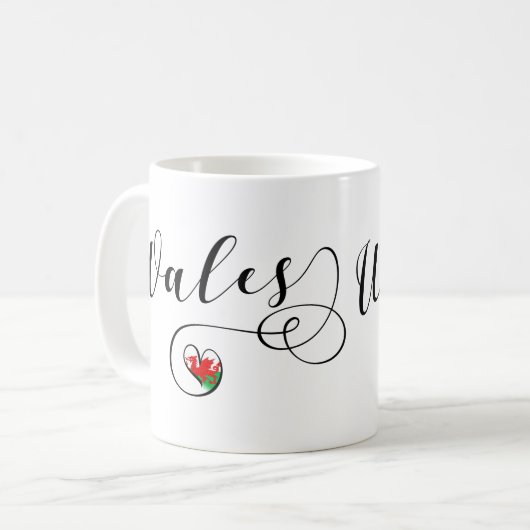Welsh flag in Heart, Wales Koffiemok (Voorkant links)