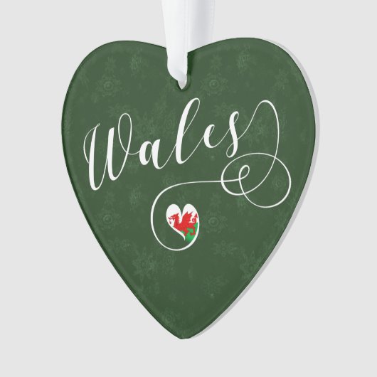 Welsh flag in Heart, Wales Ornament (voorkant)