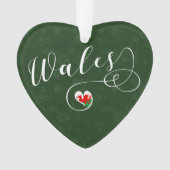 Welsh flag in Heart, Wales Ornament (voorkant)