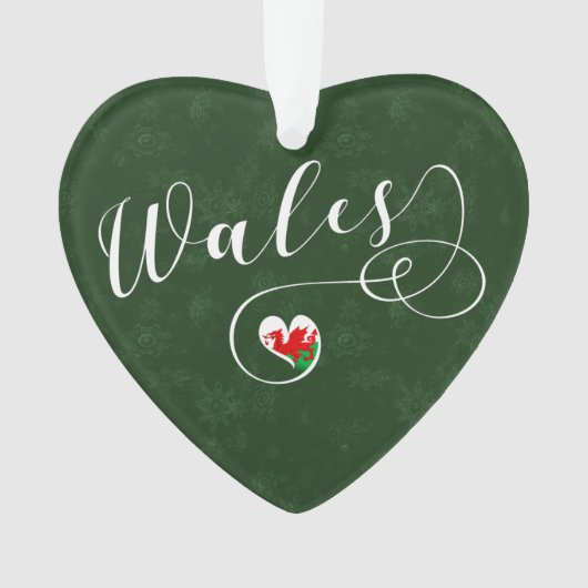 Welsh flag in Heart, Wales Ornament (voorkant)