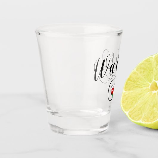 Welsh flag in Heart, Wales Shot Glas (Links)