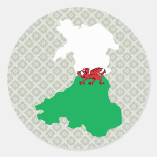 Welsh Flag Map op volledige grootte Ronde Sticker