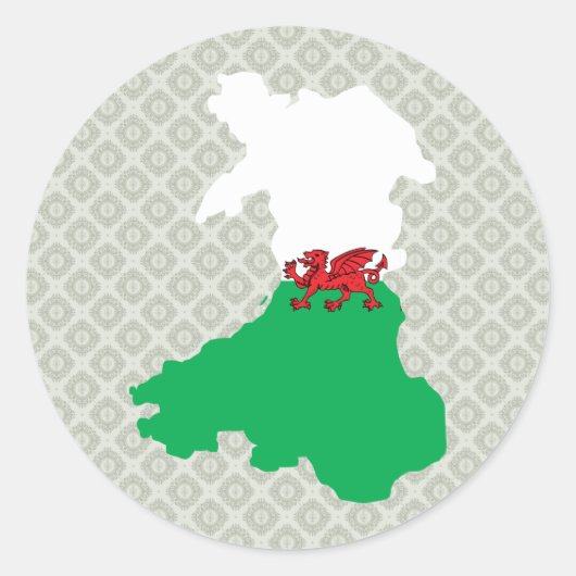 Welsh Flag Map op volledige grootte Ronde Sticker (Voorkant)