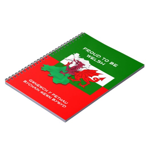 Welsh Flag of Wales TROTSE OM WELSH Notitieboek TE (Linkerzijde)