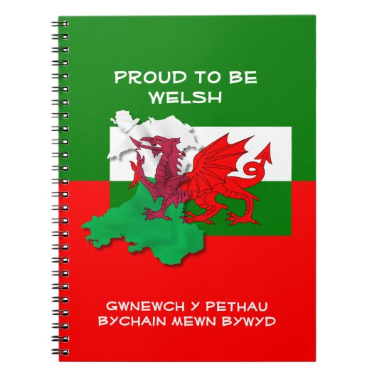 Welsh Flag of Wales TROTSE OM WELSH Notitieboek TE (Voorkant)