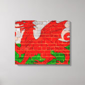 Welsh flag on a brick wall canvas afdruk (Voorkant)